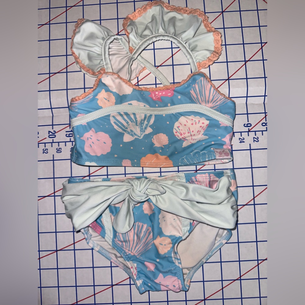 2T SweetHoney Blue Pink Seashell Bikini